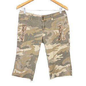Y2K Joy Jeans Faded Distressed Camo Cargo Bermuda Shorts